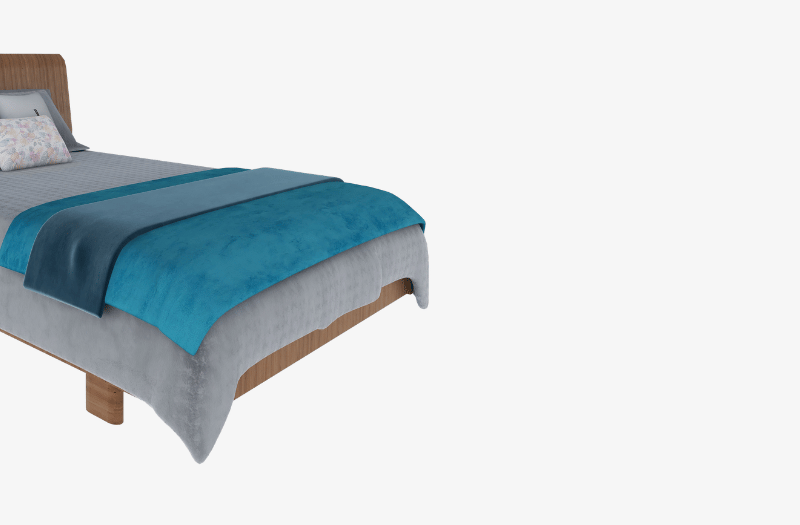 Juego de dormitorio de melamina con cama, colchón y cubrecama turquesa de Decora360